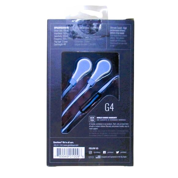 Gentek Stereo Earbuds, G4, In-line Microphone, Blue - Picture 2 of 2
